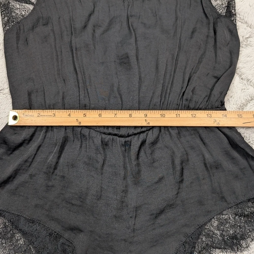 Free People Romper Womens S Black Intimately Sleeveless Lace Romantic Satin